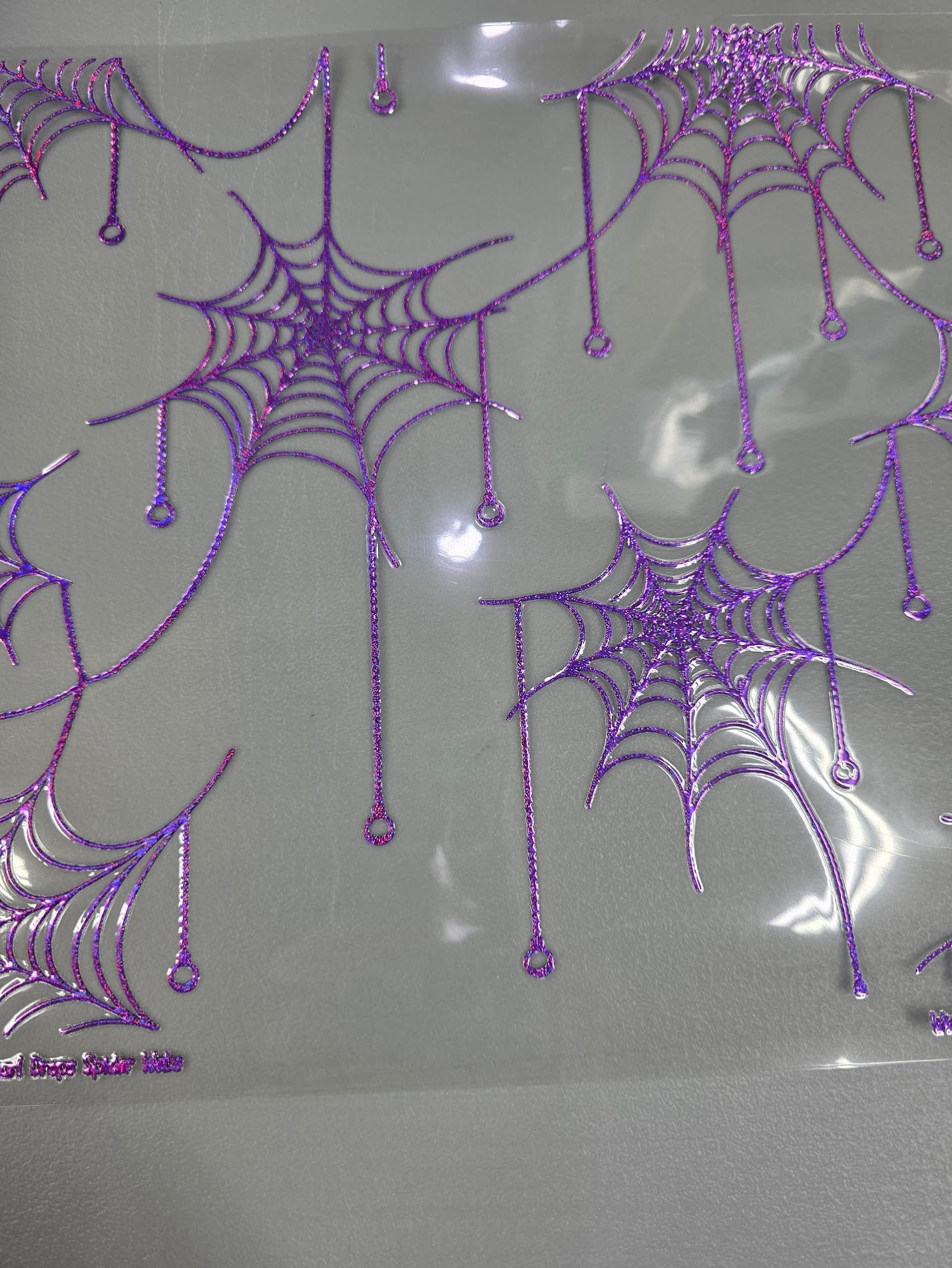 UVDTF Prism Purple Holographic Pearl Drop Spider Webs 11x11"