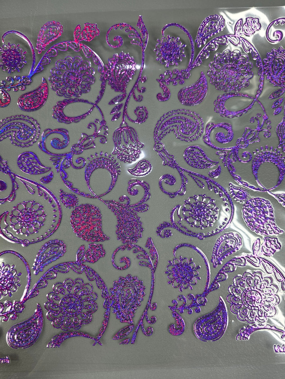 UVDTF Prism Purple Holographic Paisley Flourish 11"x11"
