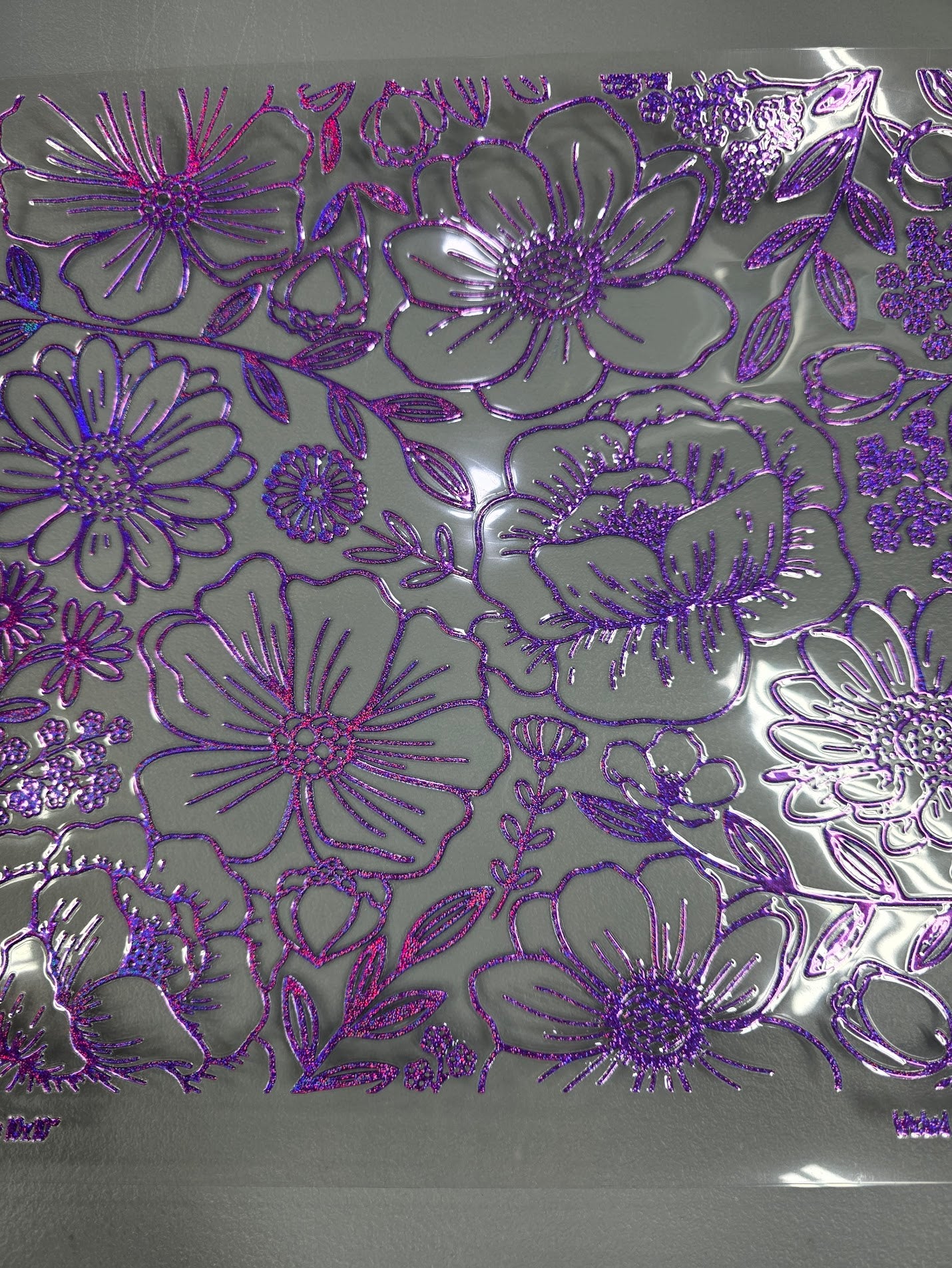 UVDTF Prism Purple Holographic Garden Floral 11"x11"
