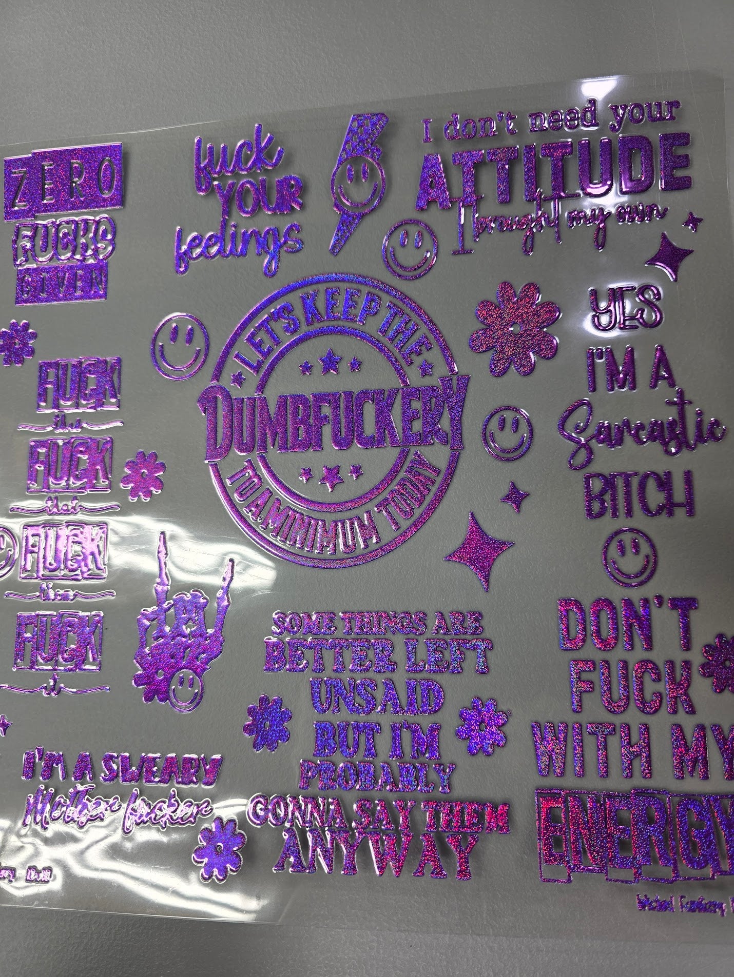 UVDTF Prism Purple Holographic DumbF*ckery 11x11"