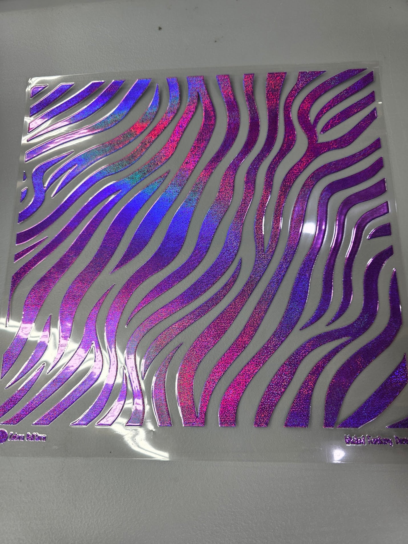 UVDTF Prism Purple Holographic Zebra Stripes 11x11"