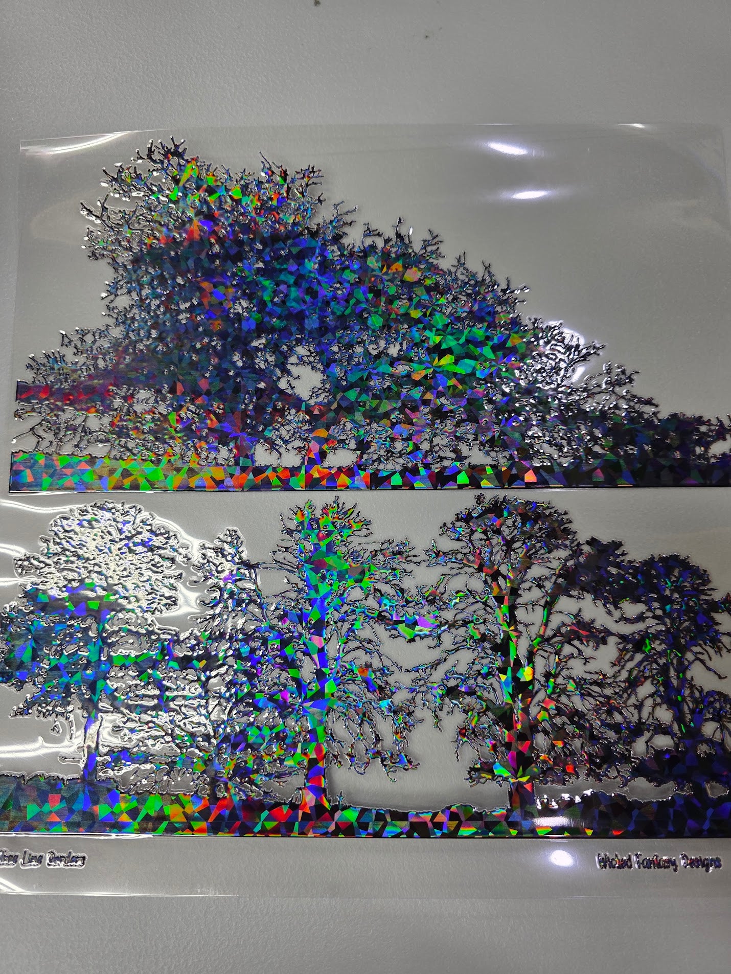 UVDTF Shattered Holographic Deciduous Tree Line Borders 11"x11"