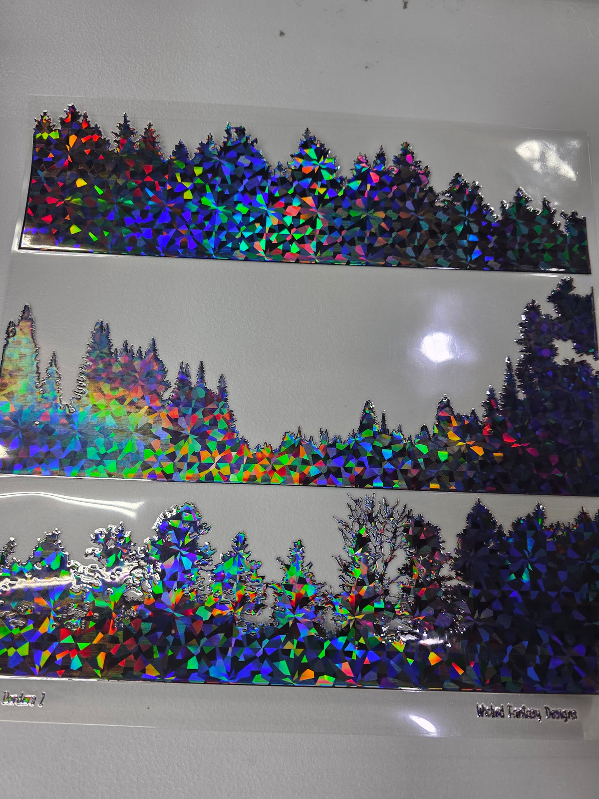UVDTF Shattered Holographic Tree Line View 11"x11"