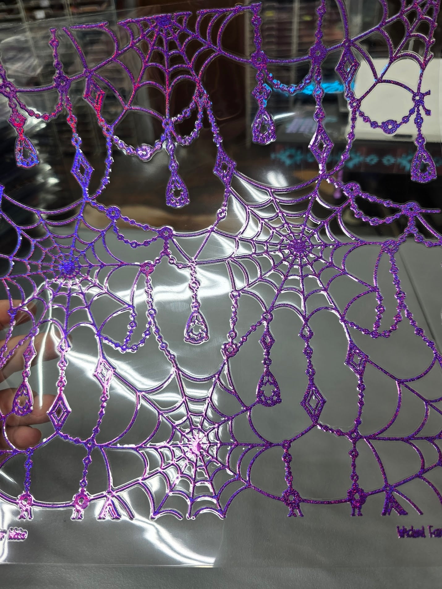 UVDTF Prism Purple Holographic Jeweled Spider Webs 11x11"