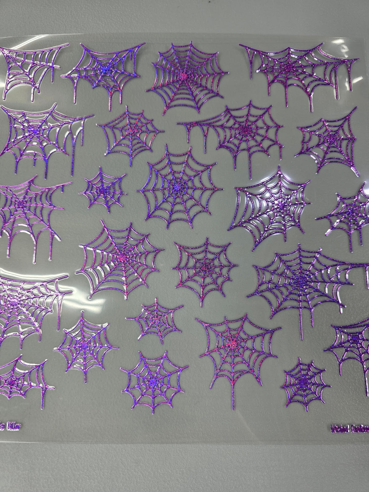 UVDTF Prism Purple Holographic Draped Spider Webs 11"x11"