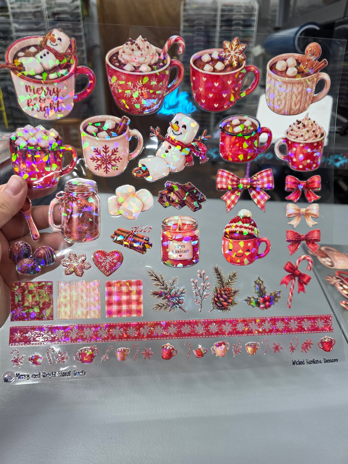 UVDTF Shattered Holographic Merry and Bright Sweet Treats 11"x11"