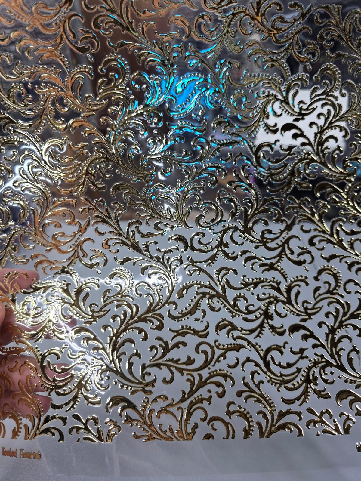 UVDTF Champagne Metallic Small Tooled Flourish 11"x11"