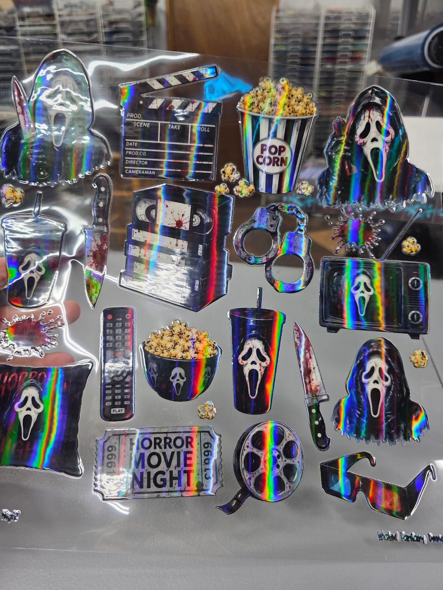 UVDTF Laser Holographic Spooky Movie Night 11"x11"