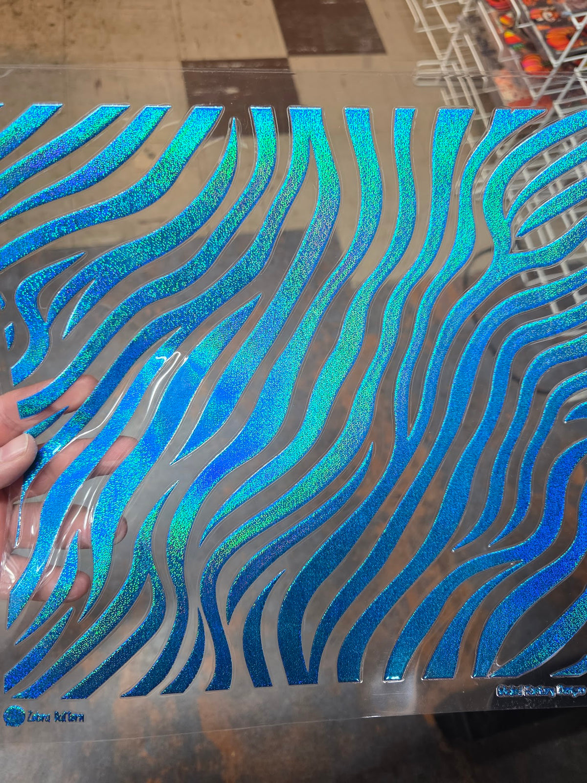 UVDTF Prism Blue Holographic Zebra Stripes 3 11"x11"