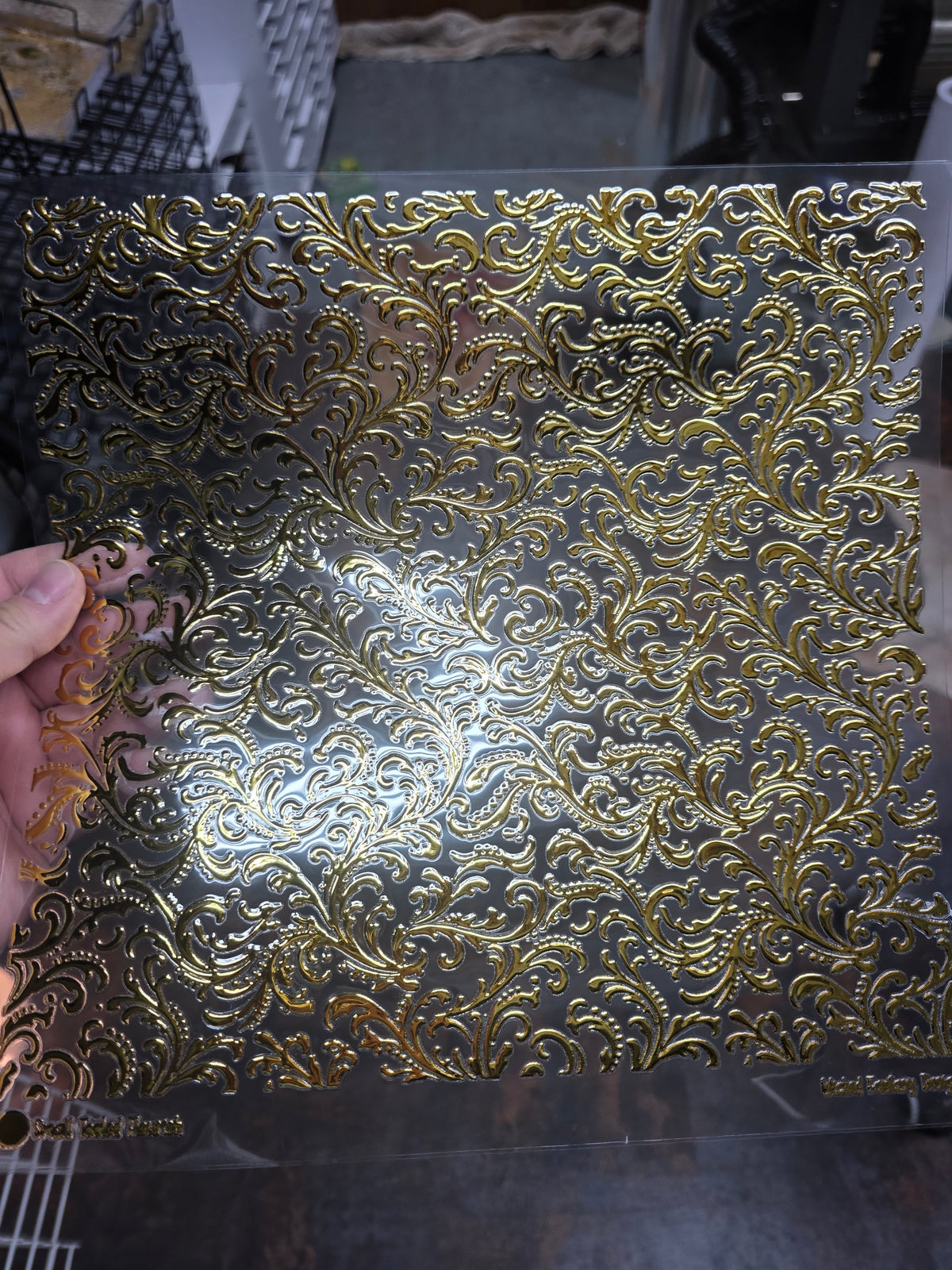 UVDTF Gold Metallic Small Tooled Flourish 11"x11"