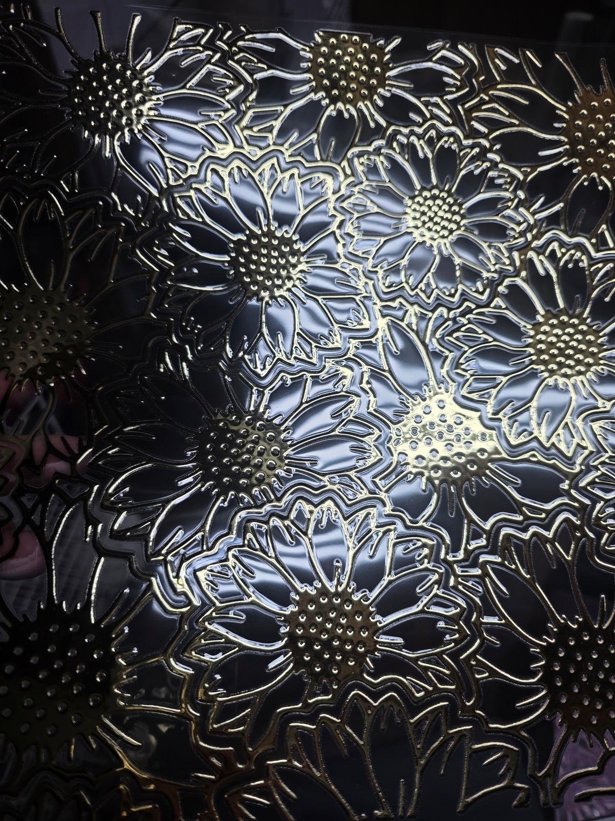 UVDTF Champagne Metallic Sunflowers 11"x11"