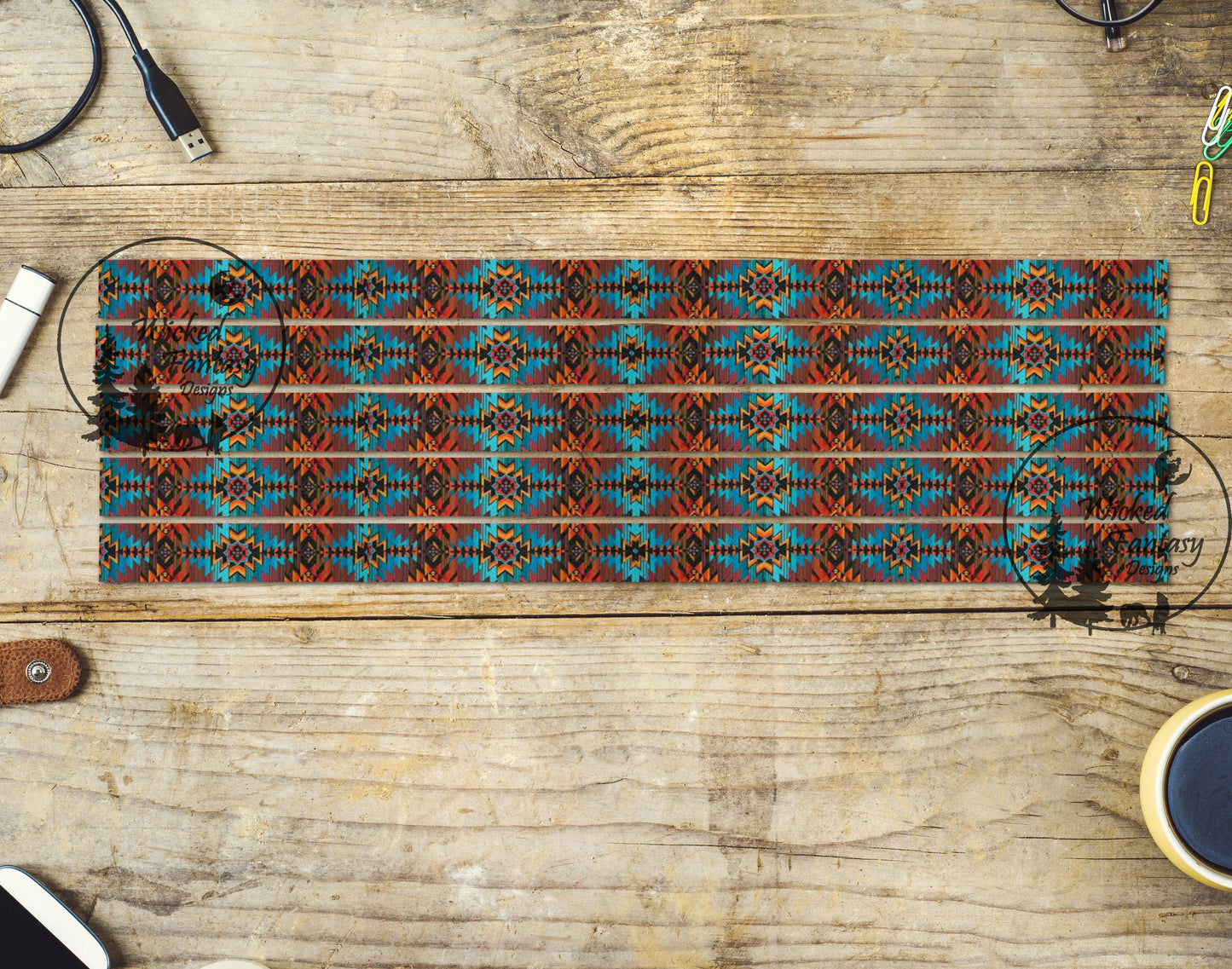UVDTF Decal Aztec Narrow Western Southwestern Striping tumbler element