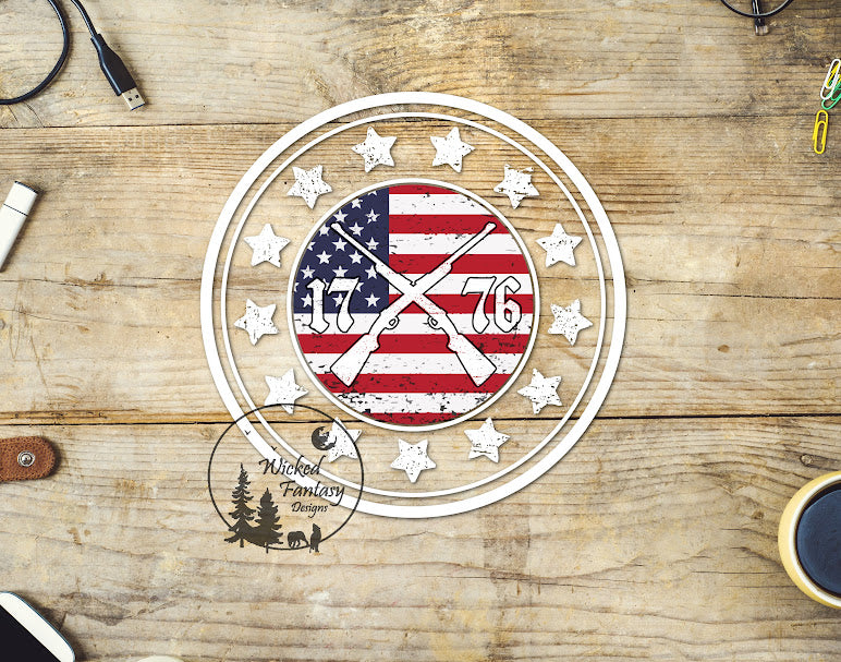 UVDTF USA Flag Muskets 1776 Stars 1pc