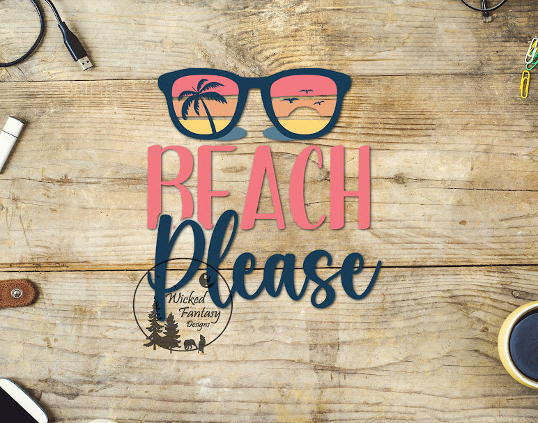 UVDTF Beach Please Beach Sunset in Sunglasses 1pc