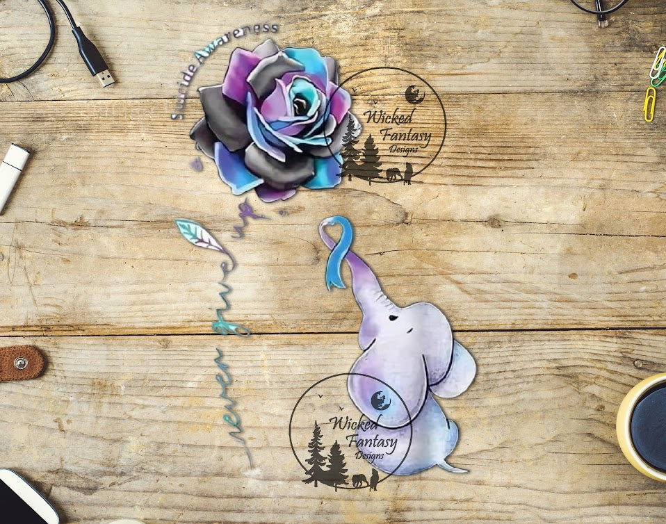UVDTF Never Give Up Elephant Rose 1pc