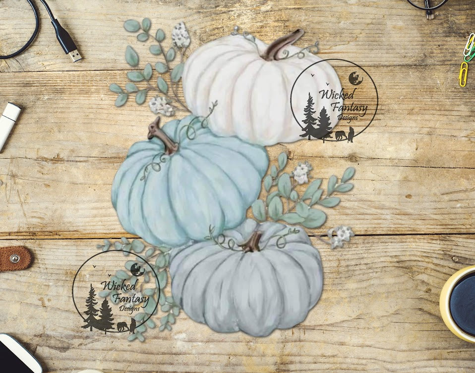 UVDTF White Grey Blue Pumpkins 1pc