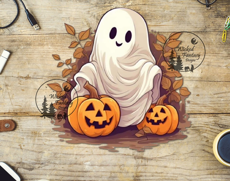 UVDTF Cute Ghost Fall Jack o' Lanterns 1pc
