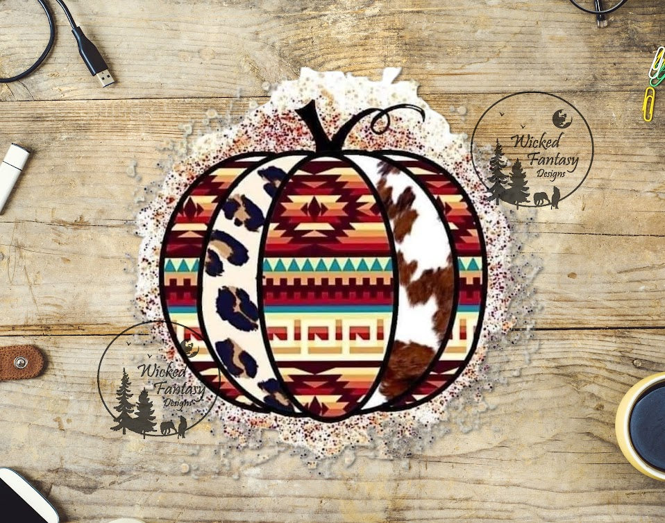 UVDTF Aztec Western Pumpkin Leopard Spots with Cowhide 1pc