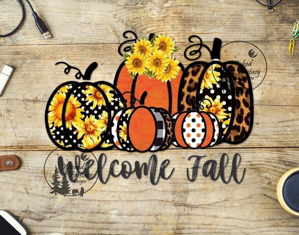 UVDTF Patched Pumpkins Poka dots Sunflowers Leopard Print 1pc