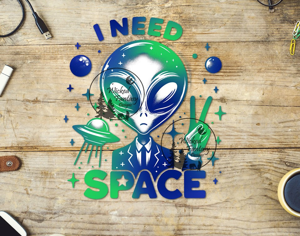 UVDTF I Need Space Alien Peace Sign 1pc
