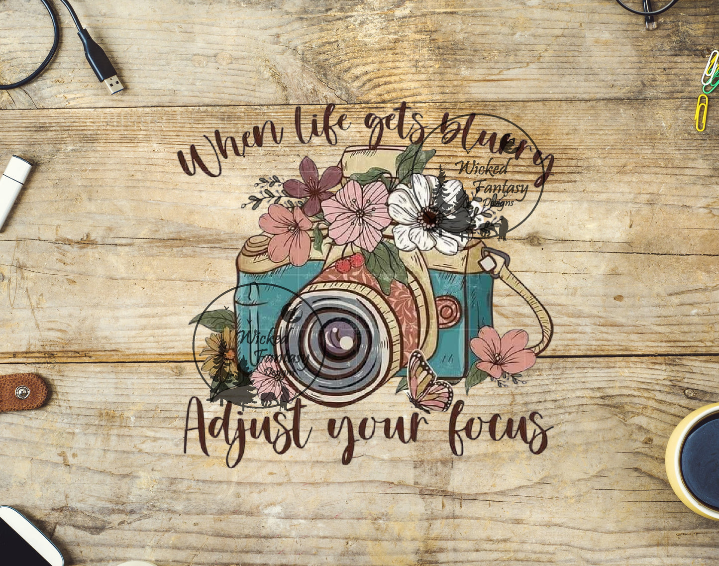 UVDTF Decal When Life Gets Blurry Camera Photography Inspirational