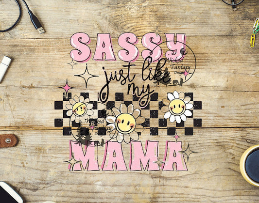 UVDTF Sassy just like my mama cute pink stars flowers 1pc