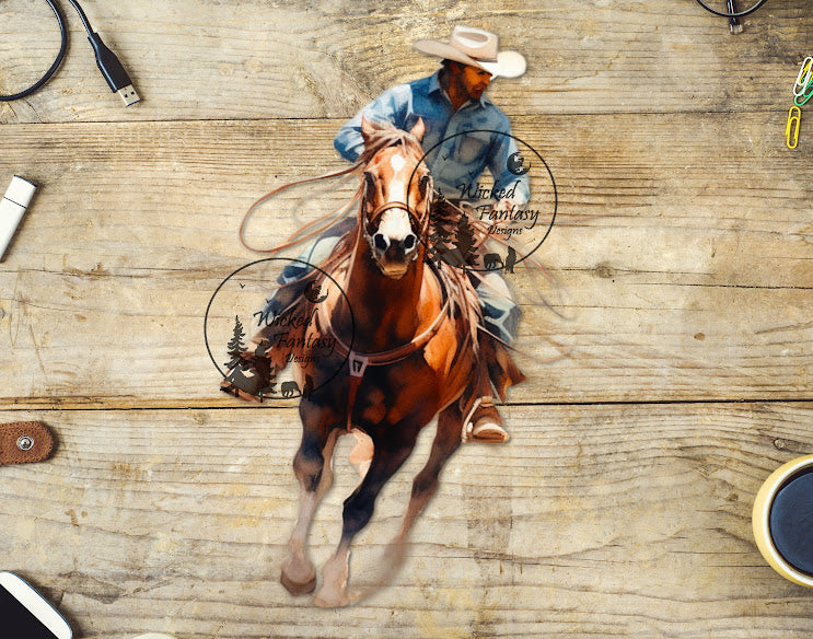 UVDTF Rodeo Pick Up Man Roping Horse