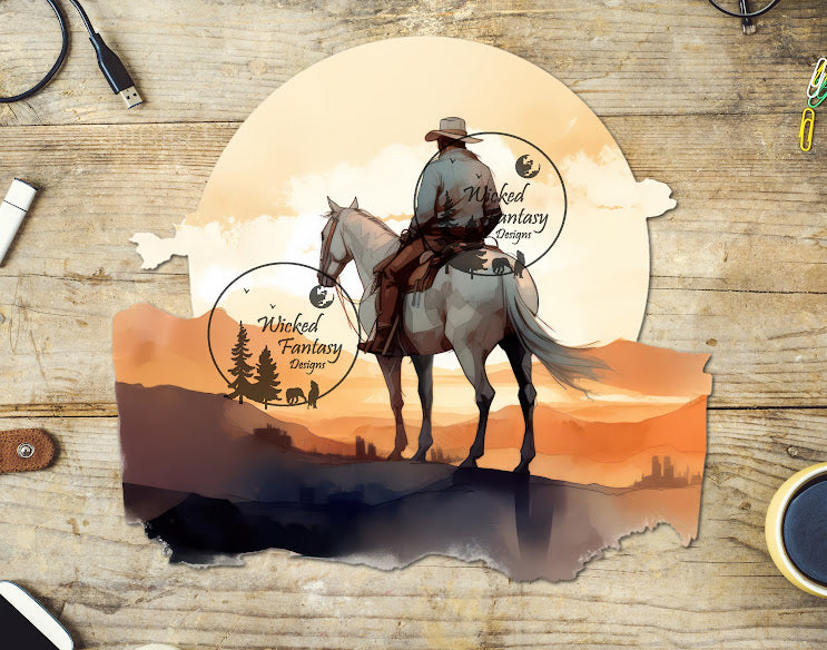 UVDTF Cowboy into the Sunset