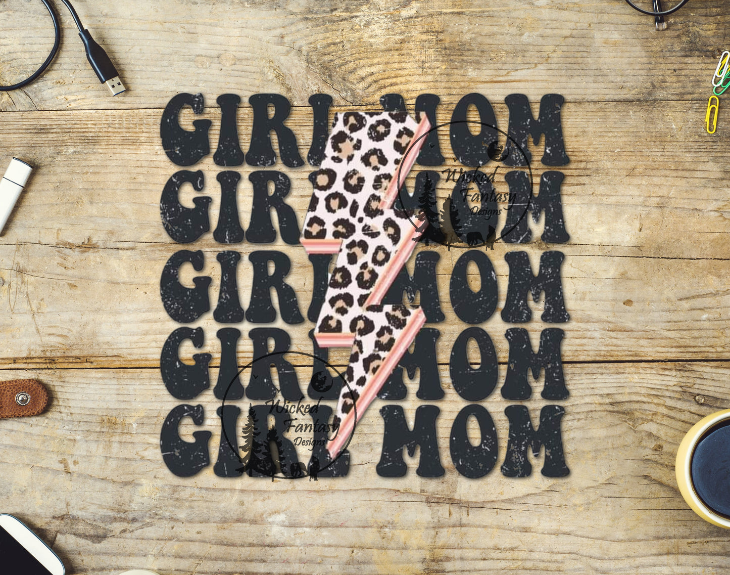 UVDTF Decal Girl Mom Leopard Lightning