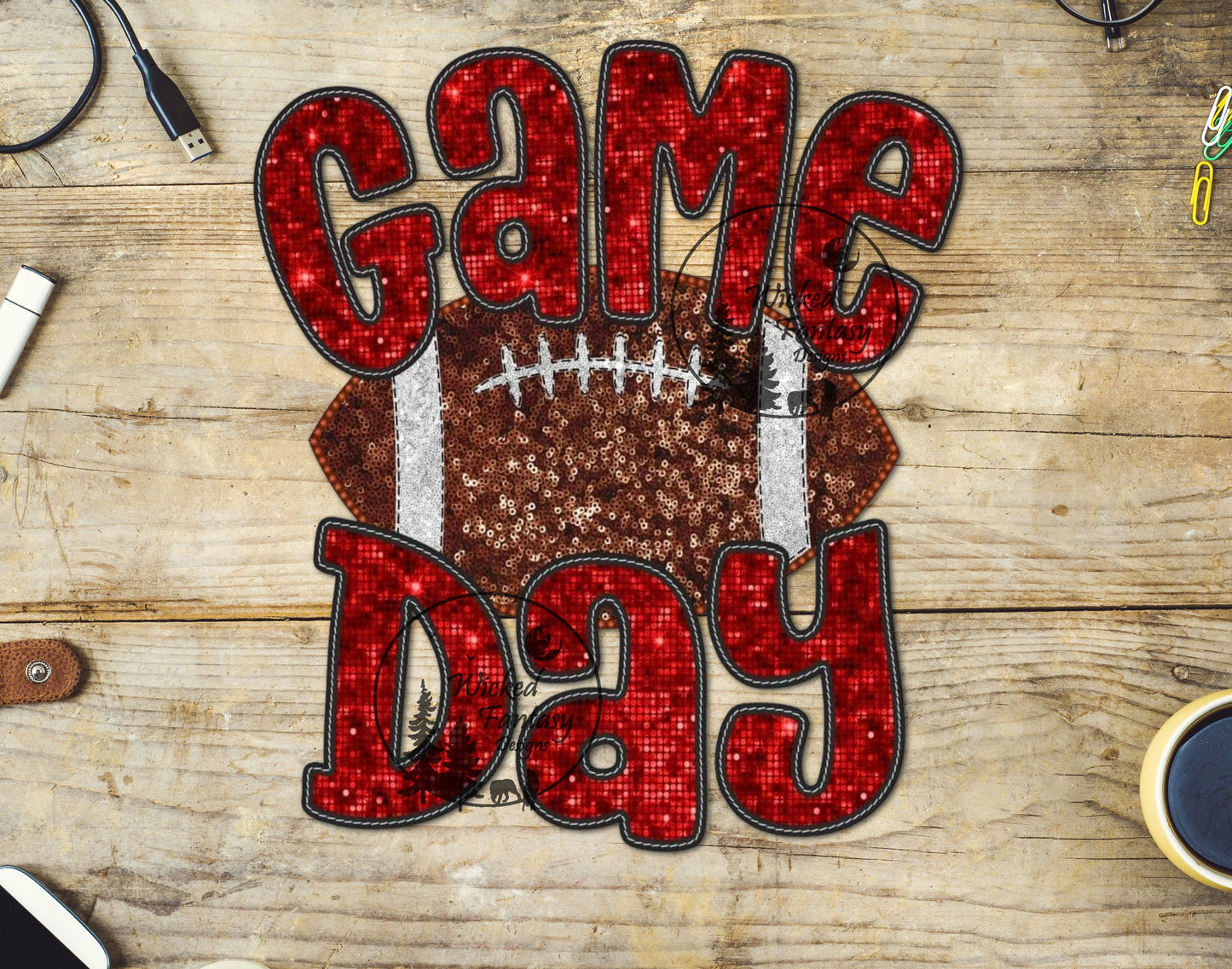 UVDTF Football Game Day Faux Sequins