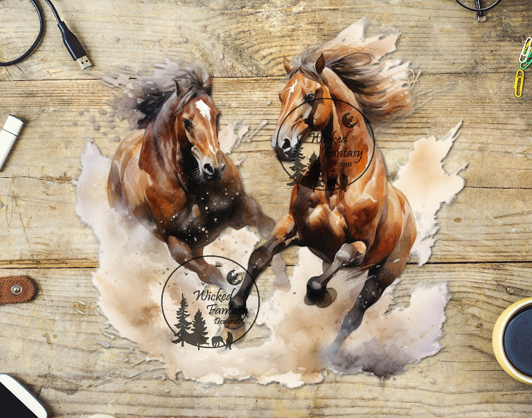 UVDTF Two Bay Horses Running