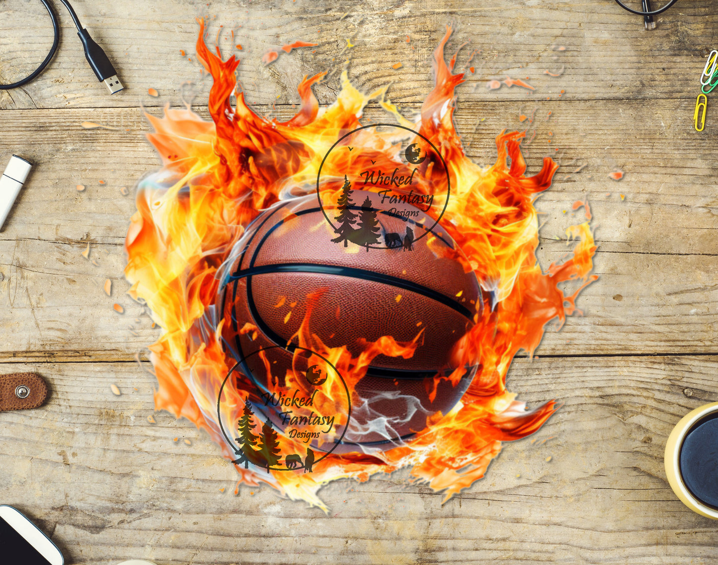 UVDTF Decal Basketball in Flames