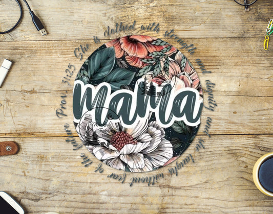 UVDTF Decal Mama She is Clothed with Strength Religious