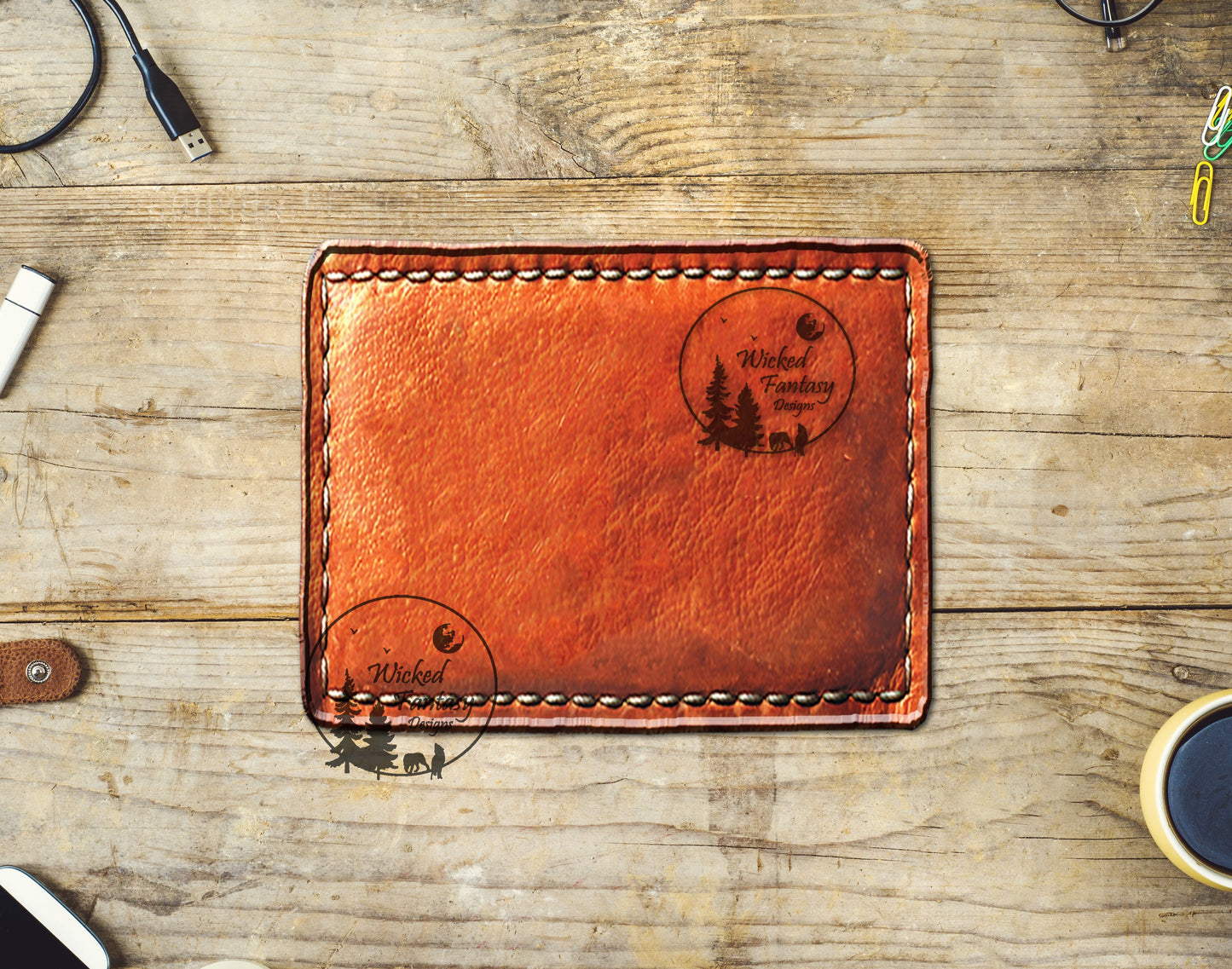 UVDTF Tumbler Element Square Leather Label Patch