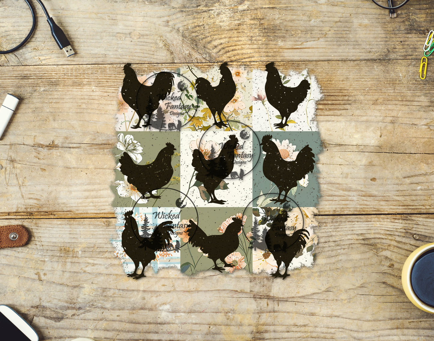 UVDTF Chicken Silhouettes