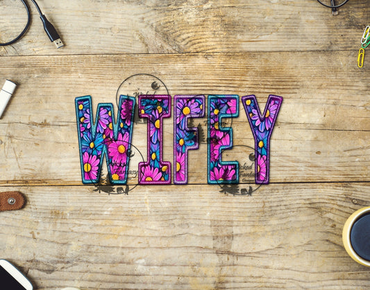 UVDTF Wifey Faux Embroidery Flowers