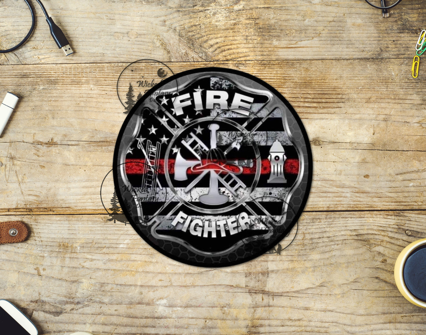 UVDTF Firefighter US Flag Red Line