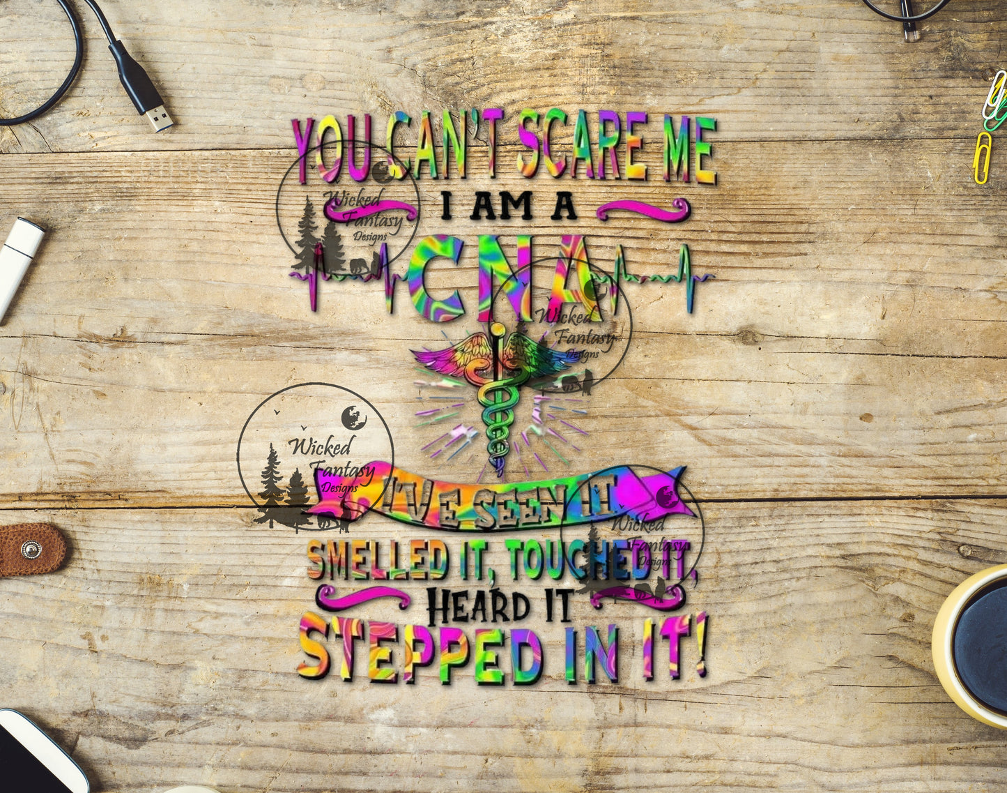 UVDTF You Can't Scare Me I'm A CNA Funny Tie-Dye