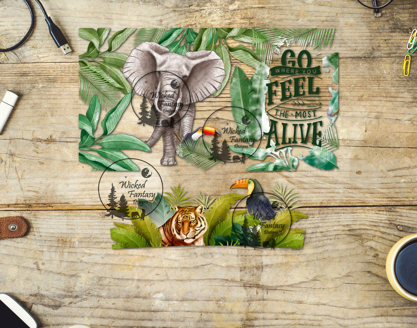 UVDTF Decal Tumbler Element 40oz Tumbler Wrap Go Where You Feel Alive Jungle