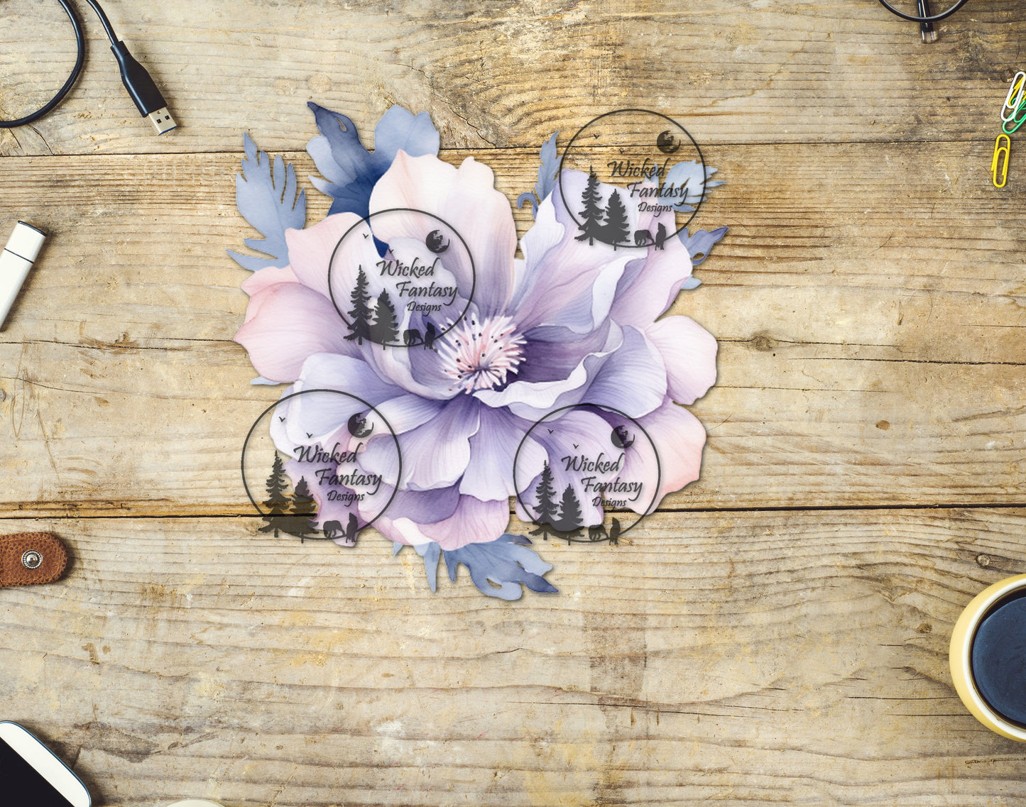 UVDTF Lavender Flower Bouquet Arrangement