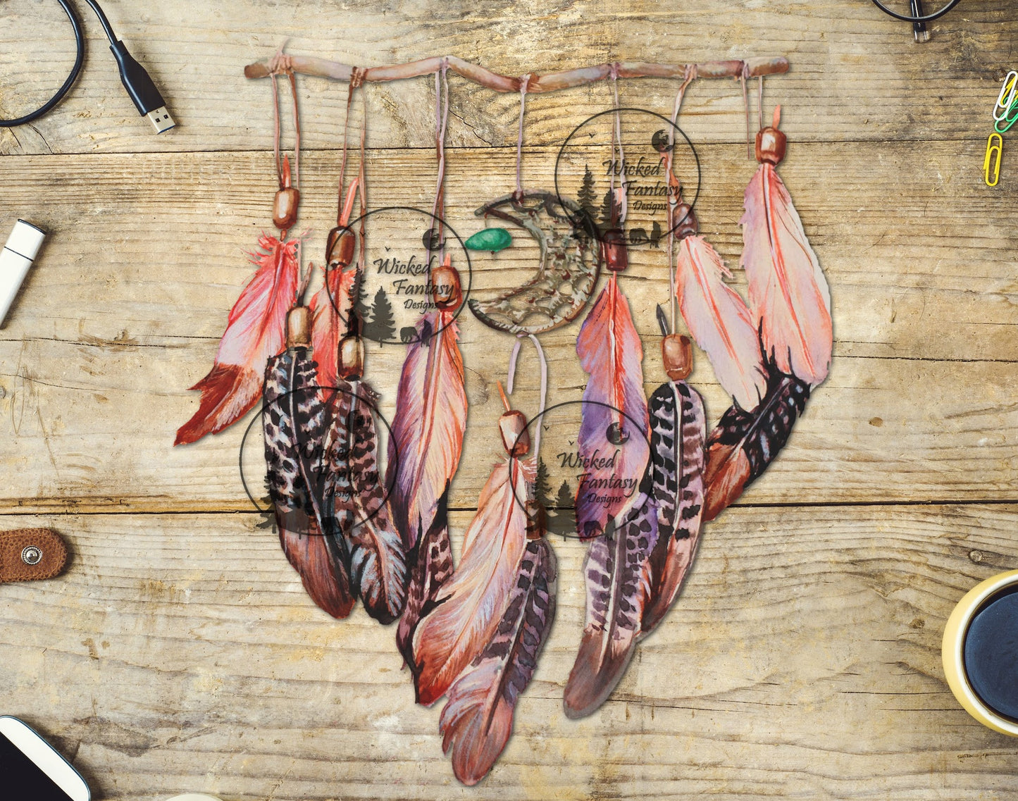 UVDTF Hanging Feathers