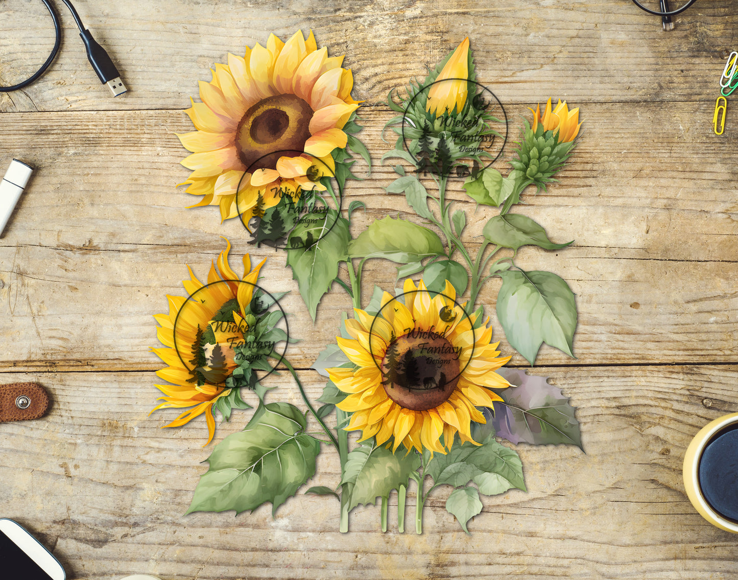 UVDTF Sunflower Flower Bouquet Arrangement