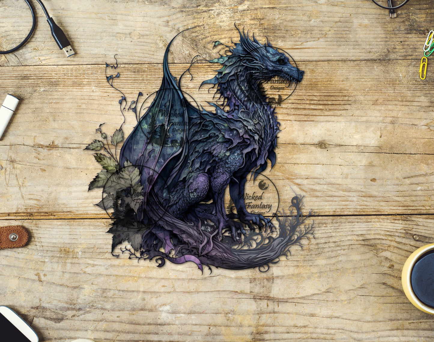 UVDTF Fantasy Black and Purple Dragon Vines
