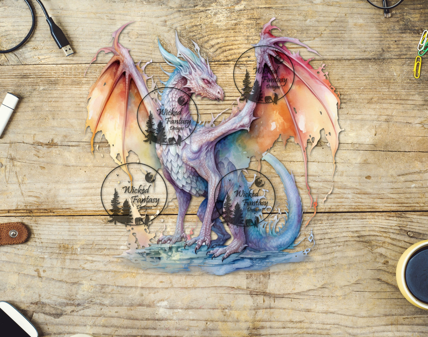 UVDTF Fantasy Lavender Teal Orange Dragon