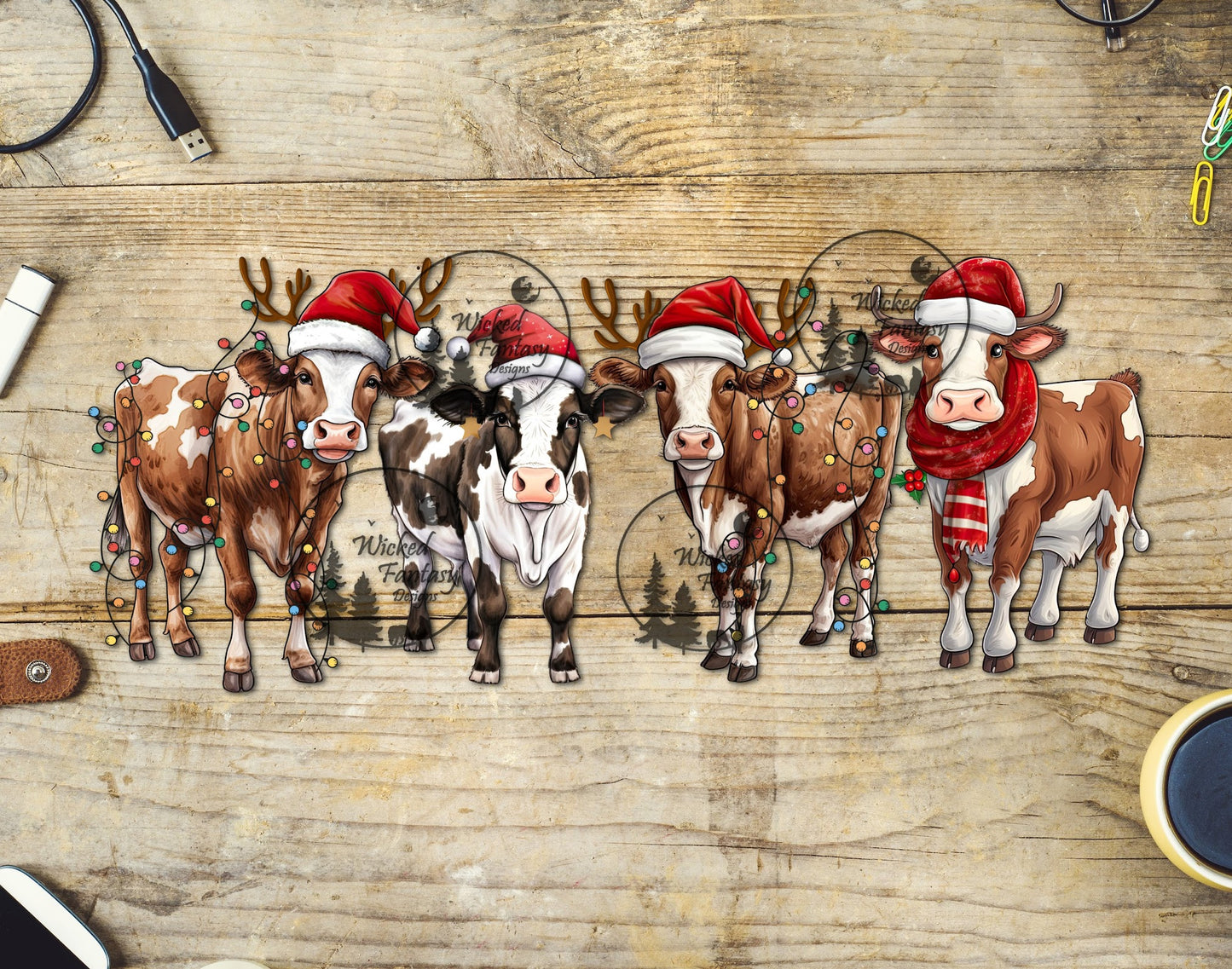 UVDTF Christmas Calves Cows Tumbler Element 16oz 40oz Wrap