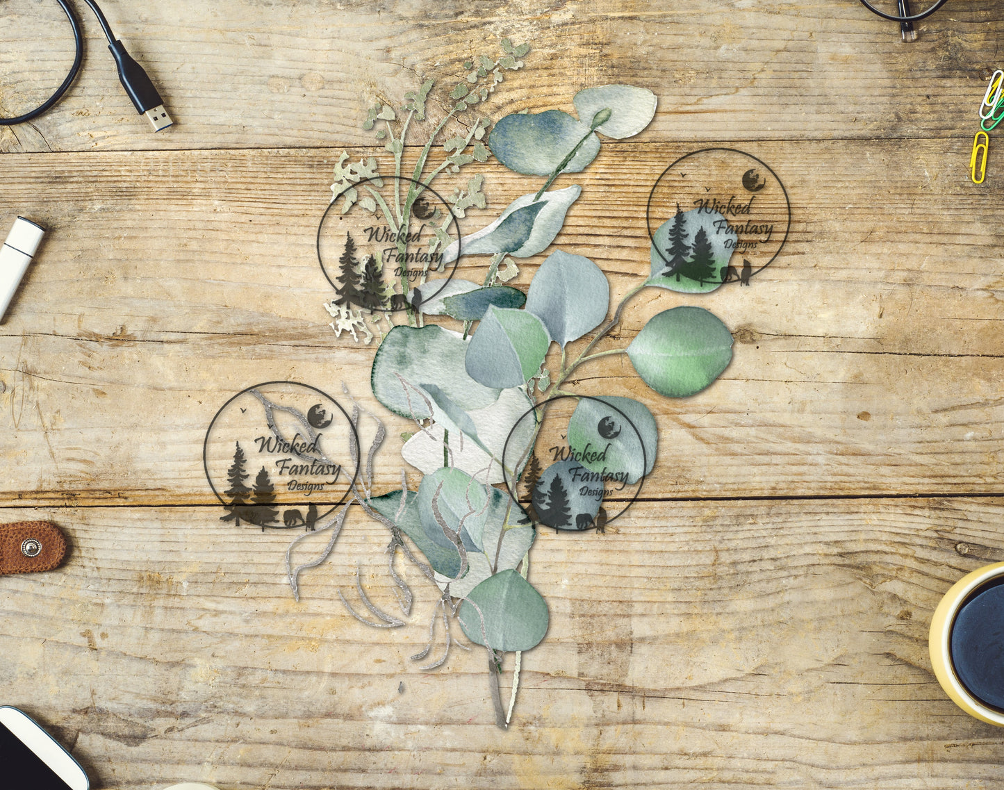 UVDTF Eucalyptus Bouquet Arrangement