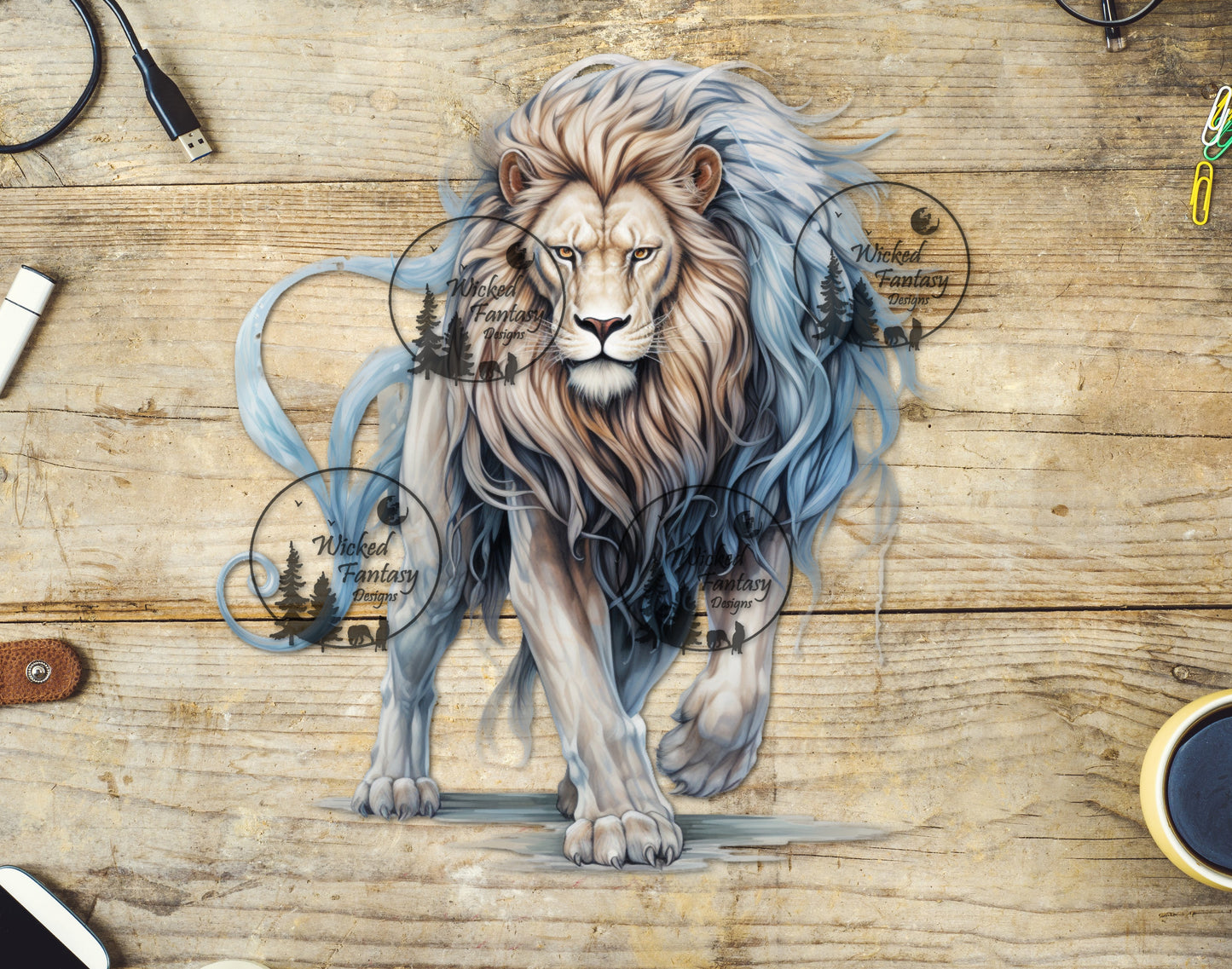 UVDTF Fantasy Lion Blue and Cream