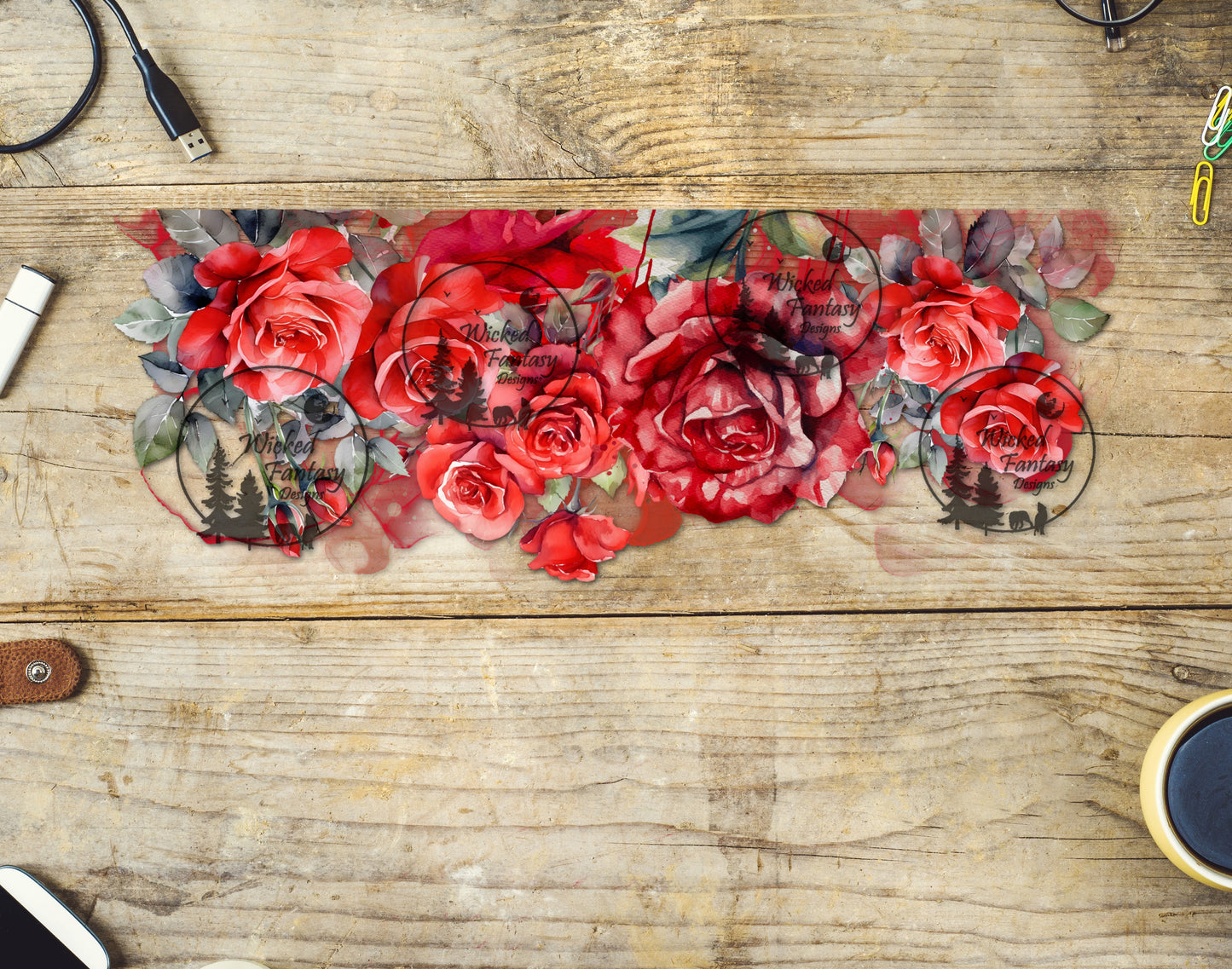 UVDTF Decal Tumbler Element 40oz Wrap Red Roses Top Only