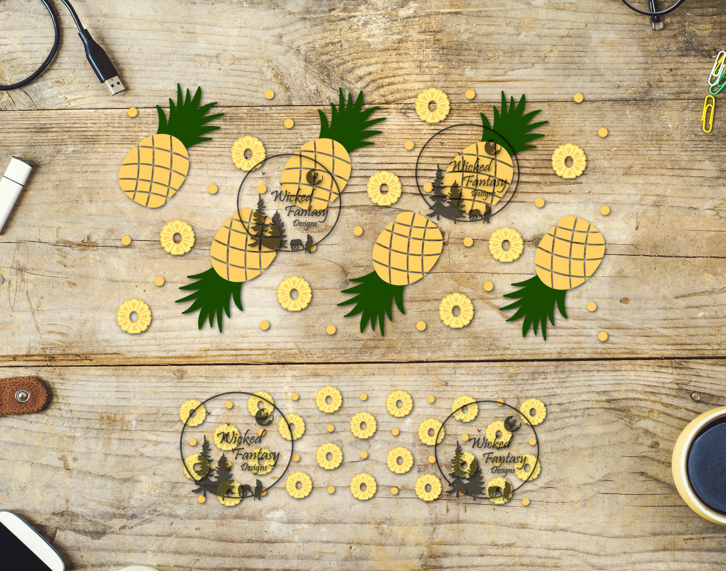 UVDTF Pineapples and Slices Element 16oz 40oz Tumbler Wrap