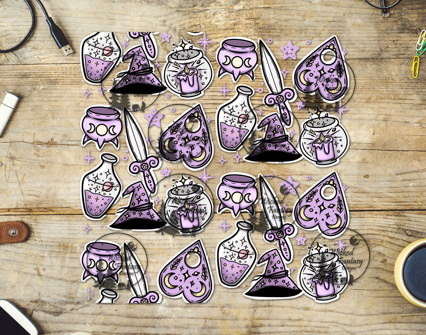 UVDTF Decal Sheet Pastel Halloween Feeling Witchy Elements